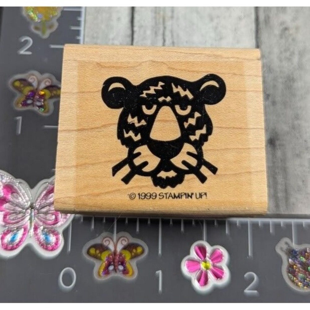 Stampin' Up! Big Cat Jaguar Tiger 1999 Rubber Stamp Wood #E43